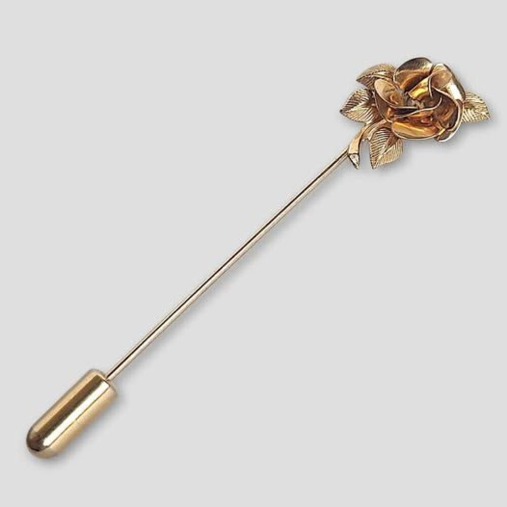 Gold Rose Lapel Stick Pin - Women Jewelry